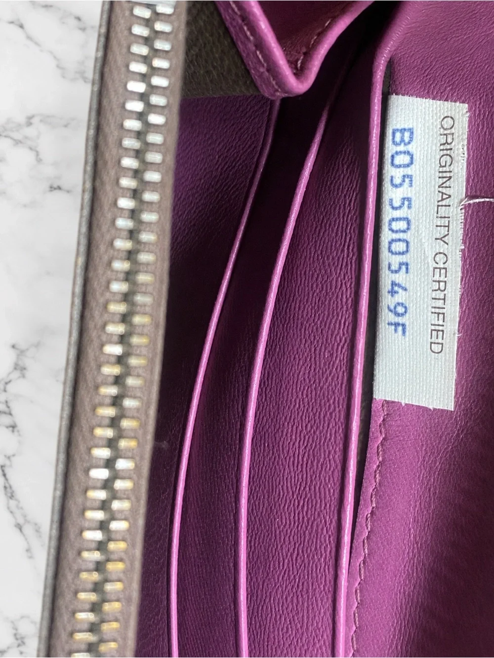 Hard to find Woven Leather Zip Wallet in Deep Plum with snake skin accent